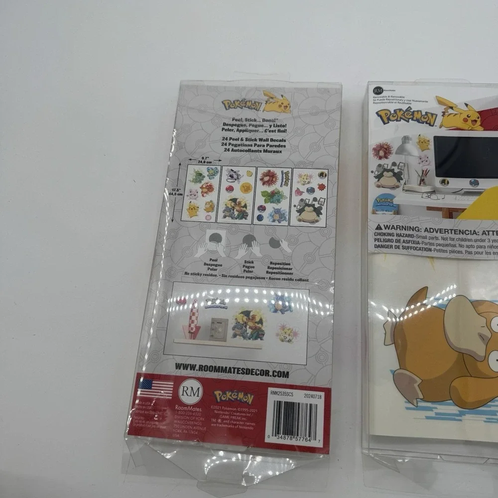 RoomMates‎ Pokemon Peel & Stick Wall Decals 24pc Lot 2 Pikachu Snorlax New Open